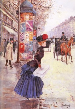 Jeune Femme Traverrsant Le Boulevard Parisienne Jean Beraud Oil Paintings